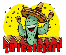 fiesta festejar celebrar maracas cactus