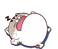 a cartoon cat is laying on its back with its tongue out and yawning .
