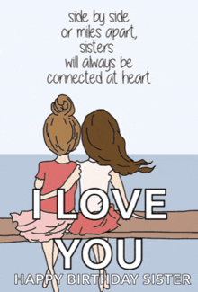 a birthday card for a sister with two girls sitting next to each other