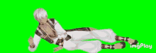 a cartoon character is laying on the ground with his legs crossed .