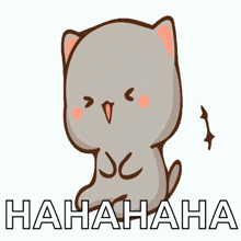 a cartoon of a cat with the words '  hahaha ' on the bottom