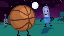 a basketball and a chainsaw are playing a game of basketball
