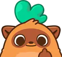 a cartoon drawing of a cat with a green flower on its head