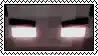 a picture of a minecraft character 's face with glowing eyes and a border .