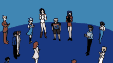 a group of people are standing in a circle and one of them is wearing a shirt that says heavy metal