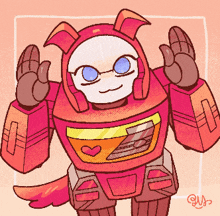a cartoon drawing of a robot with glasses and a heart on its chest