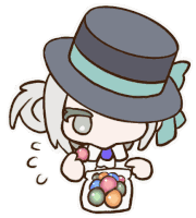 a cartoon drawing of a girl wearing a top hat and holding a bag of candy