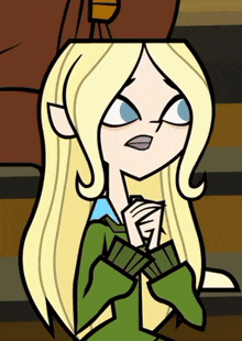 a cartoon character with blonde hair and blue eyes