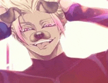 a man with a dog mask on his face .