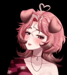 a drawing of a girl with a heart in her hair