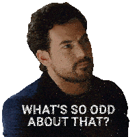 a man with a beard is asking " what 's so odd about that "
