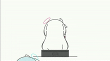 a cartoon of a girl sitting on a box
