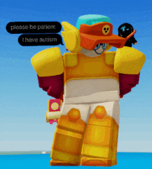 a robot says please be patient i have autism in a video game
