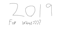 a black and white drawing of the year 2019