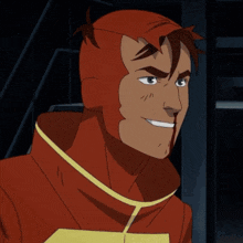 a cartoon character with blood on his face