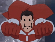 a cartoon of a superhero with a smiley face drawn on his face