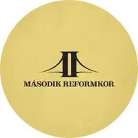 a logo for masodik reformkor is on a yellow circle