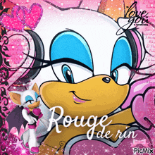 a picture of rouge de rin from sonic the hedgehog on a pink background
