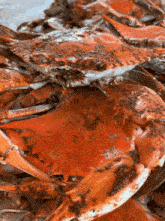 a bunch of crabs are sitting on a table