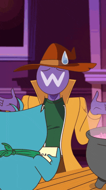 a cartoon character with a w on his face is giving a thumbs up