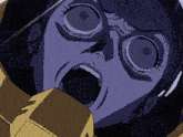 a close up of a cartoon character 's face with a shocked expression