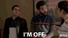 a man says i 'm off while standing next to a woman