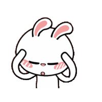 a cartoon bunny with pink ears is covering his face with his hands