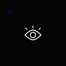 a line drawing of an eye with a circle in the middle on a black background .