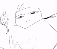 a black and white drawing of a person with a gun .