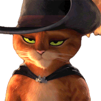 a cartoon cat wearing a cowboy hat and a black vest