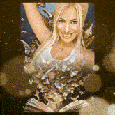 a picture of a woman with butterflies coming out of her body