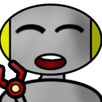 a cartoon drawing of a robot with headphones