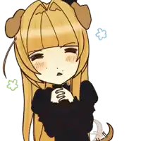 a drawing of a girl with a dog 's ears and the word ini on her cheeks