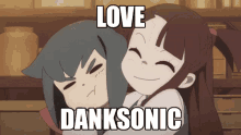 little witch academia hug love danksonic anime