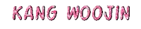 the name kang woojin is written in pink glitter