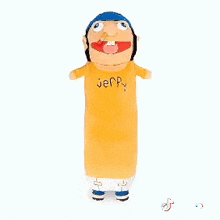a cartoon character wearing a yellow shirt with the name jeffy on it