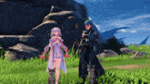 a man and a woman standing next to each other in a video game