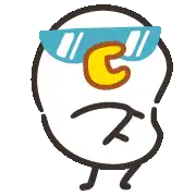 a cartoon chicken wearing red sunglasses with a g on its face .