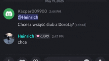 a screenshot of a discord conversation with heinrich
