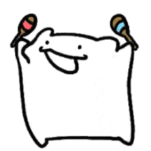 a cartoon drawing of a polar bear holding two maracas .