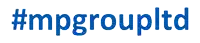 a blue and white logo for mpgroupltd