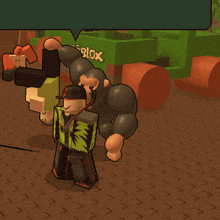 a monkey is standing next to a roblox character