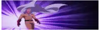 a bald man is standing in front of a purple light .