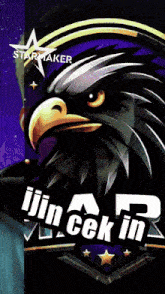 a poster with an eagle and the words jin cek in