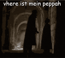 a black and white photo with the words where ist mein peppah in white letters
