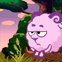 a cartoon of a sheep with a sad look on its face