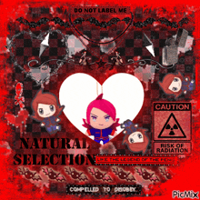 a picture of a heart with a caution sign in the background