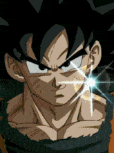 a close up of a cartoon character 's face with a light shining on it