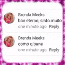 a screenshot of a text message between brenda meeks and brenda meeks .