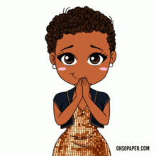 a cartoon of a woman covering her mouth with her hands and the website ohsopaper.com is underneath her